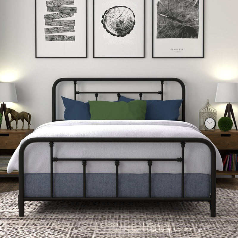 Laurel Foundry Modern Farmhouse Kettering Steel Metal Slat Headboard